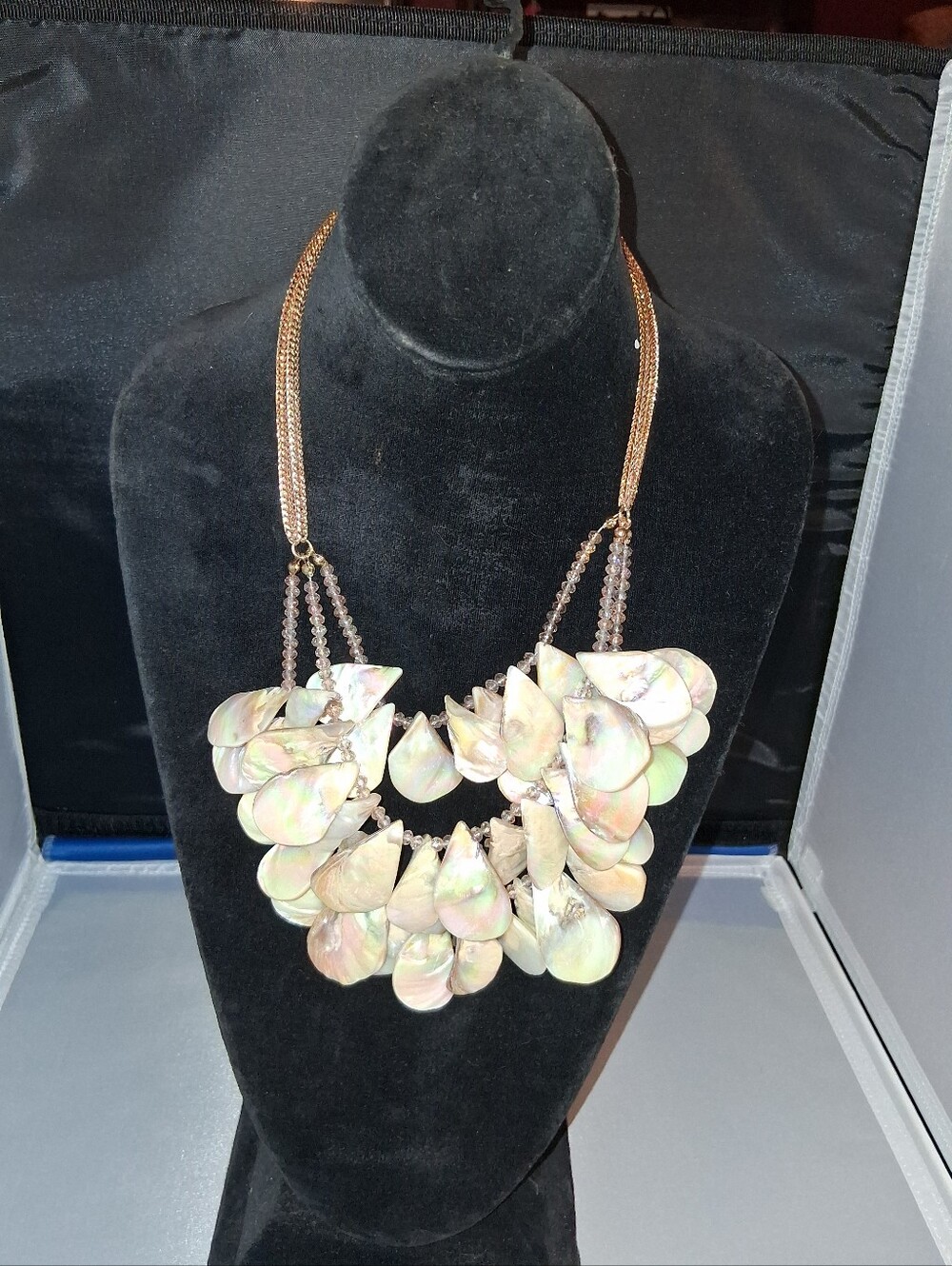 Mother Of Pearl Crystal Bead Necklace